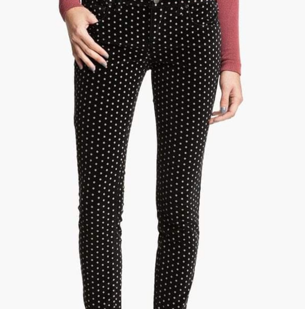 Free People Velvet polka dot skinny jeans